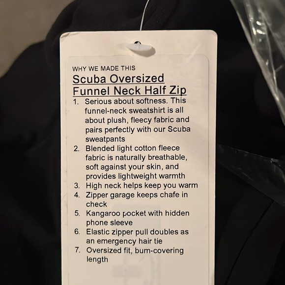 Scuba Oversized Funnel-Neck Half Zip Long Black / Gold Zipper - Picture 7 of 7